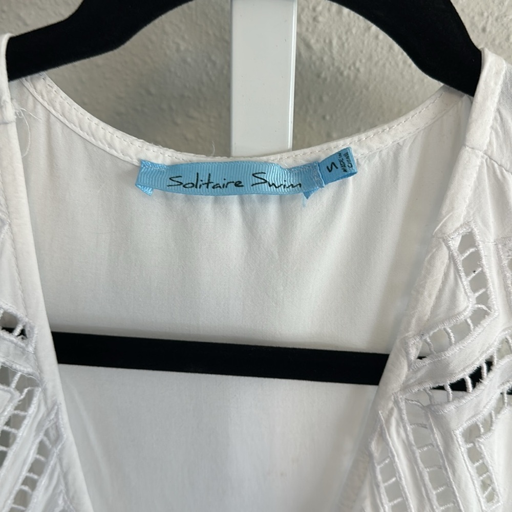 Solitaire Swim Elegant White Sleeveless Swim Cover-Up Small - Picture 2 of 7